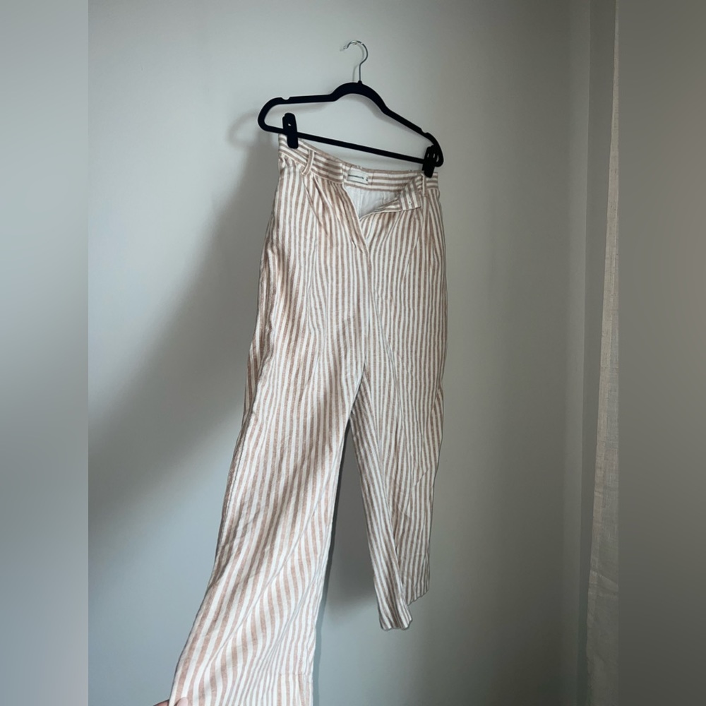 Linen-Blend Tailored Wide Leg Pant - Abercrombie